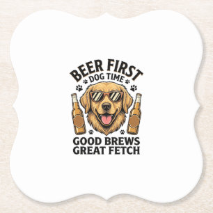 Dessous-de-verre En Papier Chemise de bière Retriever doré Funny Dog Lover Vi