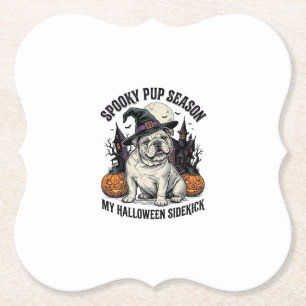 Dessous-de-verre En Papier Chemise de Bulldog Halloween Chien Sorcière Mignon