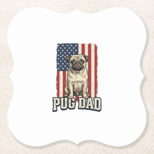 Dessous-de-verre En Papier Chemise de chien à gravure vintage patriotique Pug