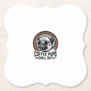 Dessous-de-verre En Papier Chemise de chien de café rétro Chill Pug Graphique