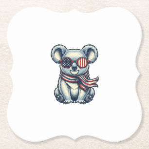 Dessous-de-verre En Papier Chemise de conception de koala patriotique gravure