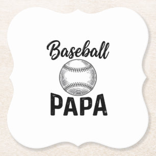Dessous-de-verre En Papier Chemise de design de gravure vintage Baseball Papa