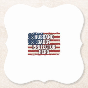 Dessous-de-verre En Papier Chemise de drapeau de héros protecteur mari patrio
