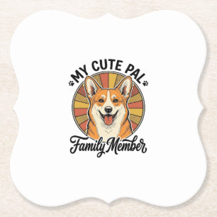 Dessous-de-verre En Papier Chemise de famille Corgi Design vintage pour amour