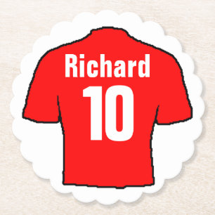 Dessous-de-verre En Papier Chemise de fan de football à personnaliser.