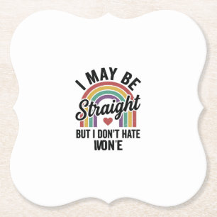 Dessous-de-verre En Papier Chemise de fierté arc-en-ciel Straight But Kind vi
