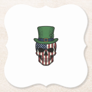 Dessous-de-verre En Papier Chemise de gravure vintage crâne patriotique irlan