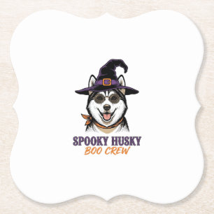 Dessous-de-verre En Papier Chemise de Husky Halloween Sorcière Chien Graphiqu