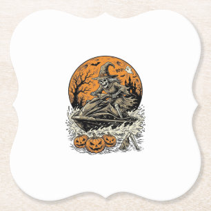 Dessous-de-verre En Papier Chemise de jet ski Halloween sorcière squelette vi