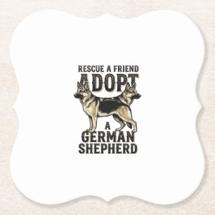 Dessous-de-verre En Papier Chemise de l'adoption du berger allemand Chien de 