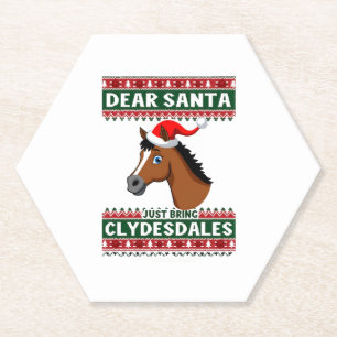 Dessous-de-verre En Papier Chemise de Noël dégueu Cheval Clydesdale Noël Équi