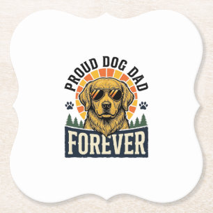 Dessous-de-verre En Papier Chemise de papa de chien Design rétro Golden Retri