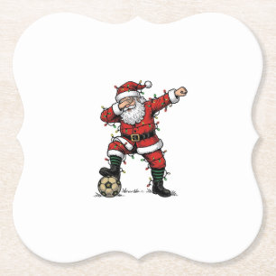 Dessous-de-verre En Papier Chemise de sport de Noël de football Santa vintage