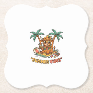 Dessous-de-verre En Papier Chemise de vacances sur la plage vache highland mi