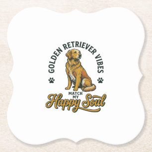 Dessous-de-verre En Papier Chemise Golden Retriever Gravure Vintage Amoureux