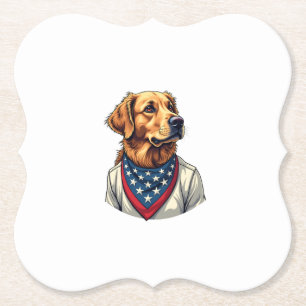 Dessous-de-verre En Papier Chemise gravée vintage Americana Golden Retriever