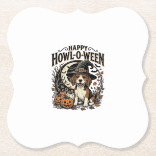 Dessous-de-verre En Papier Chemise Halloween Chapeau De Sorcière Beagle Joyeu