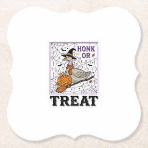 Dessous-de-verre En Papier Chemise Halloween Oie Sorcière Honk Or Treat Vinta