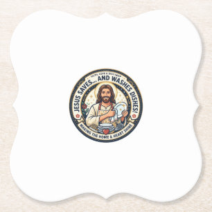 Dessous-de-verre En Papier Chemise Humoristique Corvées de Lessive Jésus Grap