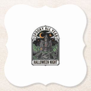 Dessous-de-verre En Papier Chemise Maison Hantée Halloween Sorcière Vintage_1