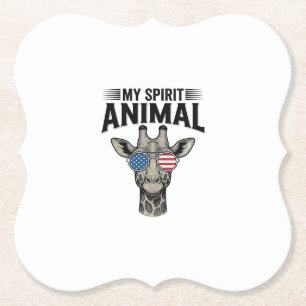 Dessous-de-verre En Papier Chemise patriotique vintage girafe animal spiritue