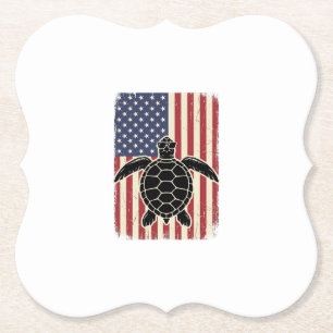 Dessous-de-verre En Papier Chemise patriotique vintage tortue marine drapeau