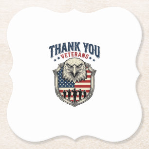Dessous-de-verre En Papier Chemise Thank You Veterans Patriotic Eagle Shield_