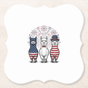 Dessous-de-verre En Papier Chemise vectorielle vintage de lama patriotique fe