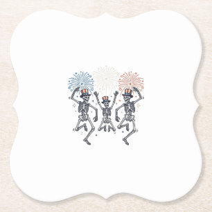 Dessous-de-verre En Papier Chemise Vintage Feux d'Artifice Squelette Dansant