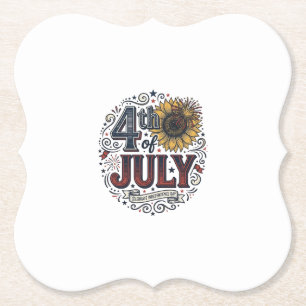 Dessous-de-verre En Papier Chemise vintage fleur de tournesol patriotique du
