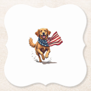 Dessous-de-verre En Papier Chemise vintage gravée Freedom Golden Retriever