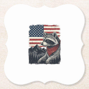 Dessous-de-verre En Papier Chemise vintage patriotique Raccoon Mountain Flag 