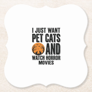 Dessous-de-verre En Papier Chemises Halloween Vintage Films d'Horreur Chats d