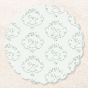 Dessous-de-verre En Papier Cheval à bascule vintage Toile Sage baby shower ve
