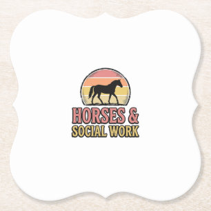 Dessous-de-verre En Papier Cheval & Travail Social Retro Soleil Couchant Conc