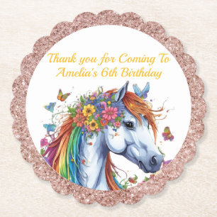 Dessous-de-verre En Papier Cheval Whimsical Rainbow Floral Equestriday