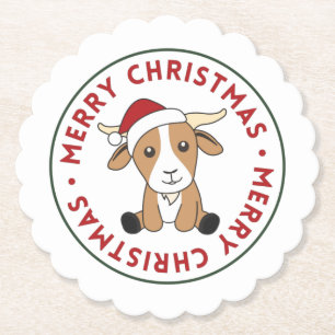 Dessous-de-verre En Papier Chèvre Noël Chèvres Animaux d'hiver Dessous de ver