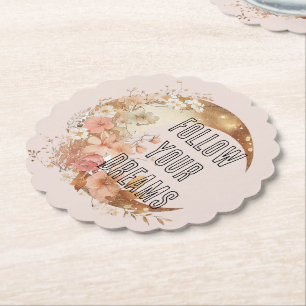 Dessous-de-verre En Papier Chic Gold Frame Blush rose Floral douche nuptiale