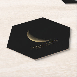 Dessous-de-verre En Papier Chic Gold Mystical Moon Phase Noir