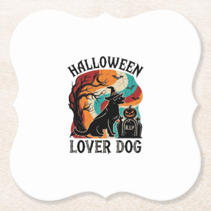 Dessous-de-verre En Papier Chien amateur d'Halloween Chapeau de sorcière Citr