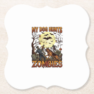 Dessous-de-verre En Papier Chien chasse les zombies Halloween Berger allemand