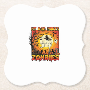 Dessous-de-verre En Papier Chien Chasse Les Zombies Halloween Fantômes Sorciè