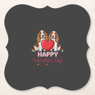 Dessous-de-verre En Papier Chien de la Saint-Valentin Basset Hound Floral