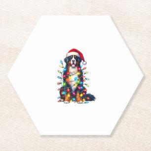 Dessous-de-verre En Papier Chien de montagne bernois x lumières de Noël