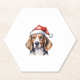 Dessous-de-verre En Papier Chien de Noël beagle