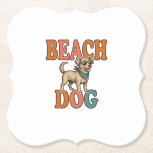 Dessous-de-verre En Papier Chien de plage gravure vintage conception graphiqu
