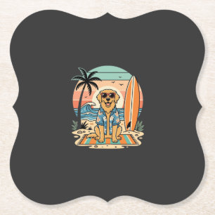 Dessous-de-verre En Papier Chien de surf Rétro Plage Été