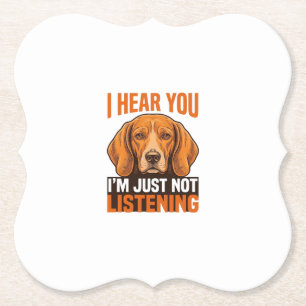 Dessous-de-verre En Papier Chien Drôle Je T'entends Pas Écouter Vintage T-Shi