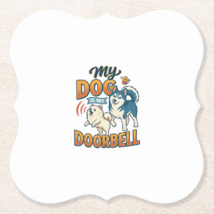 Dessous-de-verre En Papier Chien Est Sonnette Aboie Blanc Bleu_1