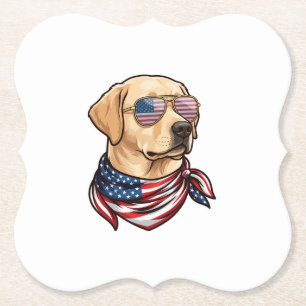 Dessous-de-verre En Papier Chien Lunettes de soleil Drapeau Usa Bandana